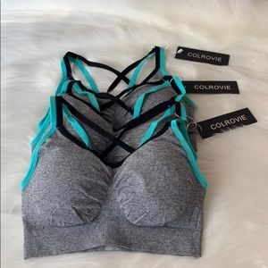 New Set Of 3 Sports Bra Gray Size Small
